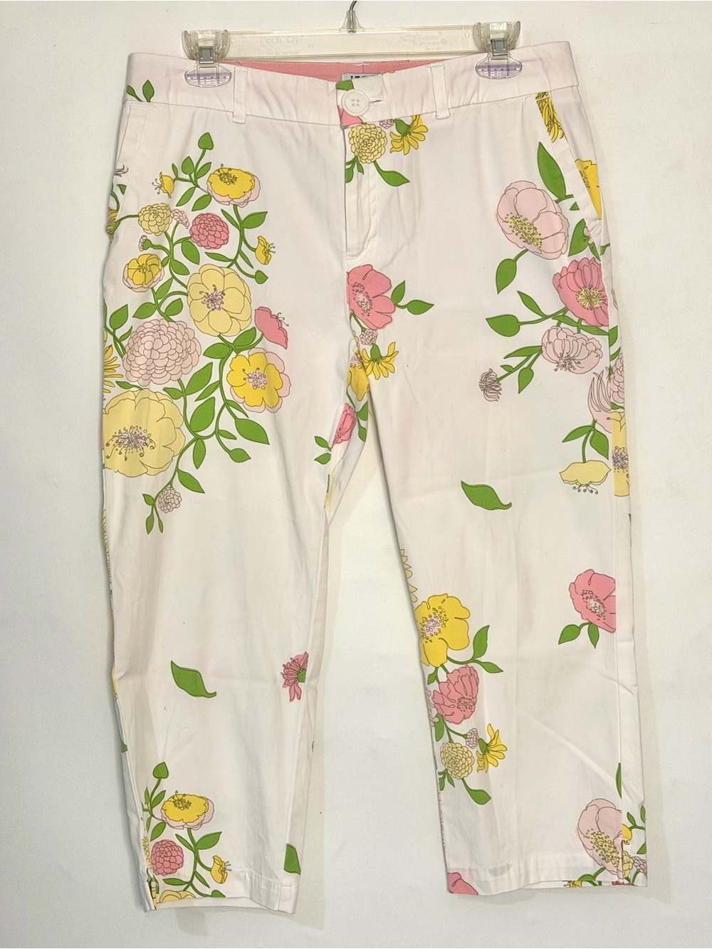 IZOD White & Pastel Floral Capri Pants Size 10P